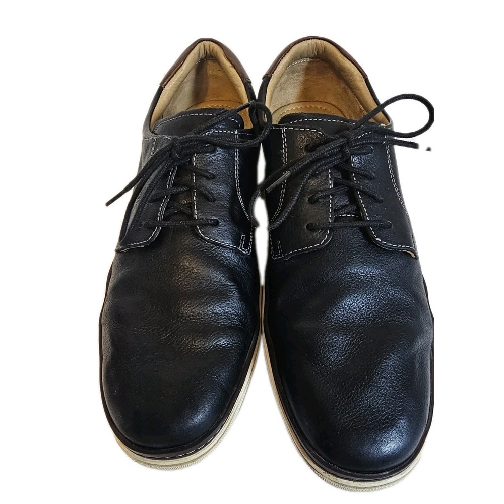 MCGUFFEY PLAIN TOE MEN'S SHOES 10.5 M BLACK LEATHER JOHNSTON & MURPHY